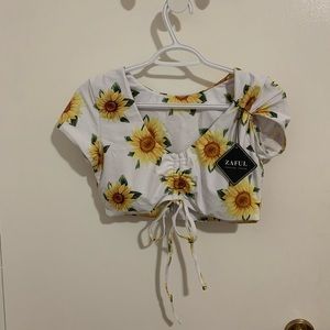 sunflower swim crop top